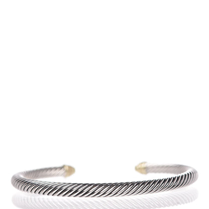 David Yurman Sterling Silver 18K Yellow Gold Diamond 5mm Cable Classics Bracelet 3 of 5