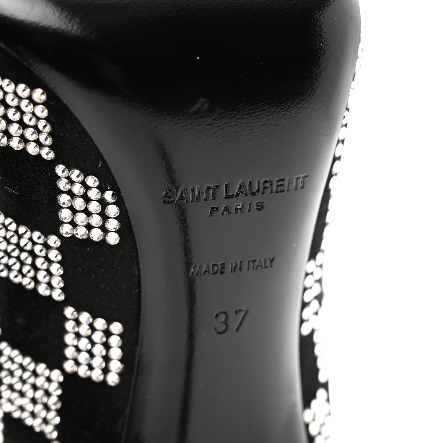 Saint Laurent Satin Crystal Embellished Checkered Zoe 105 Pumps 37 Black 6 of 8
