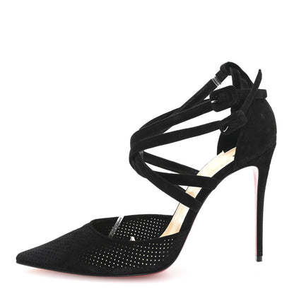 Christian Louboutin Veau Velours Perforated Victorilla 100 Pumps 39 Black 1 of 8