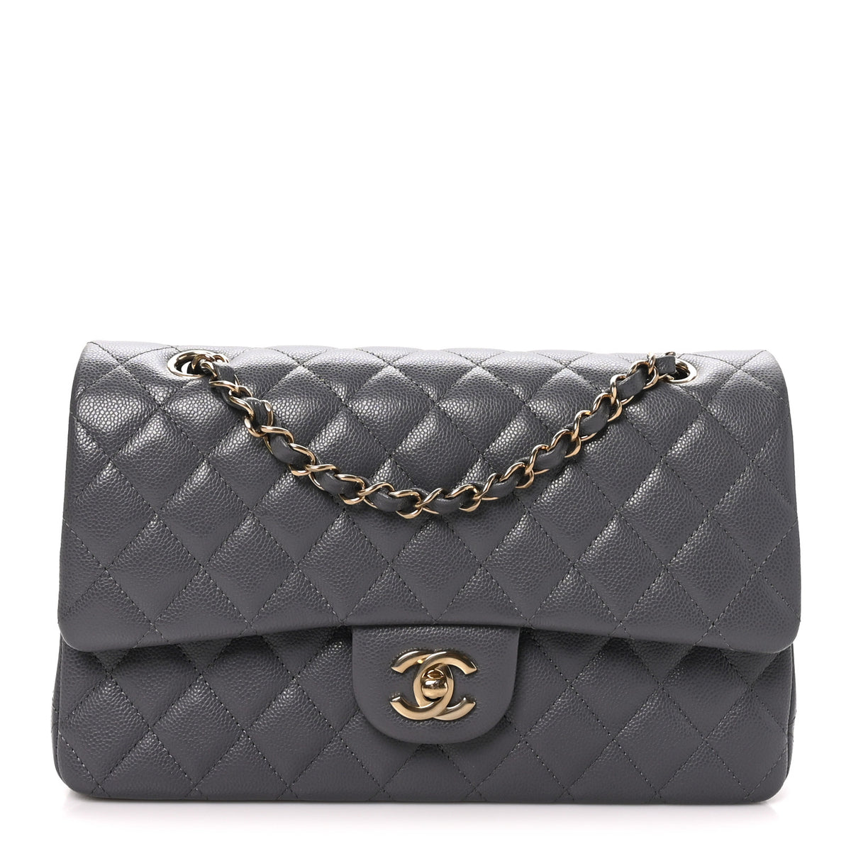 Chanel Caviar Quilted Medium Double Flap Dark Grey 1 of 10