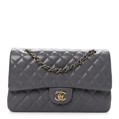 Chanel Caviar Quilted Medium Double Flap Dark Grey 1 of 10