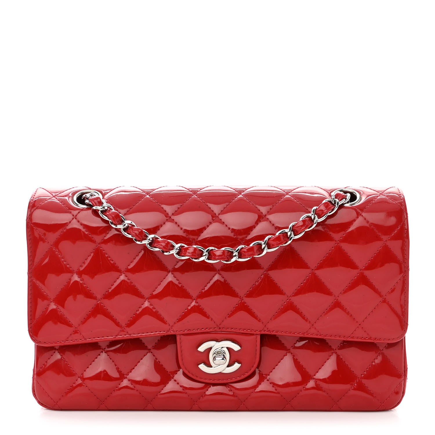 Chanel Patent Calfskin Quilted Medium Double Flap Red 1 of 20