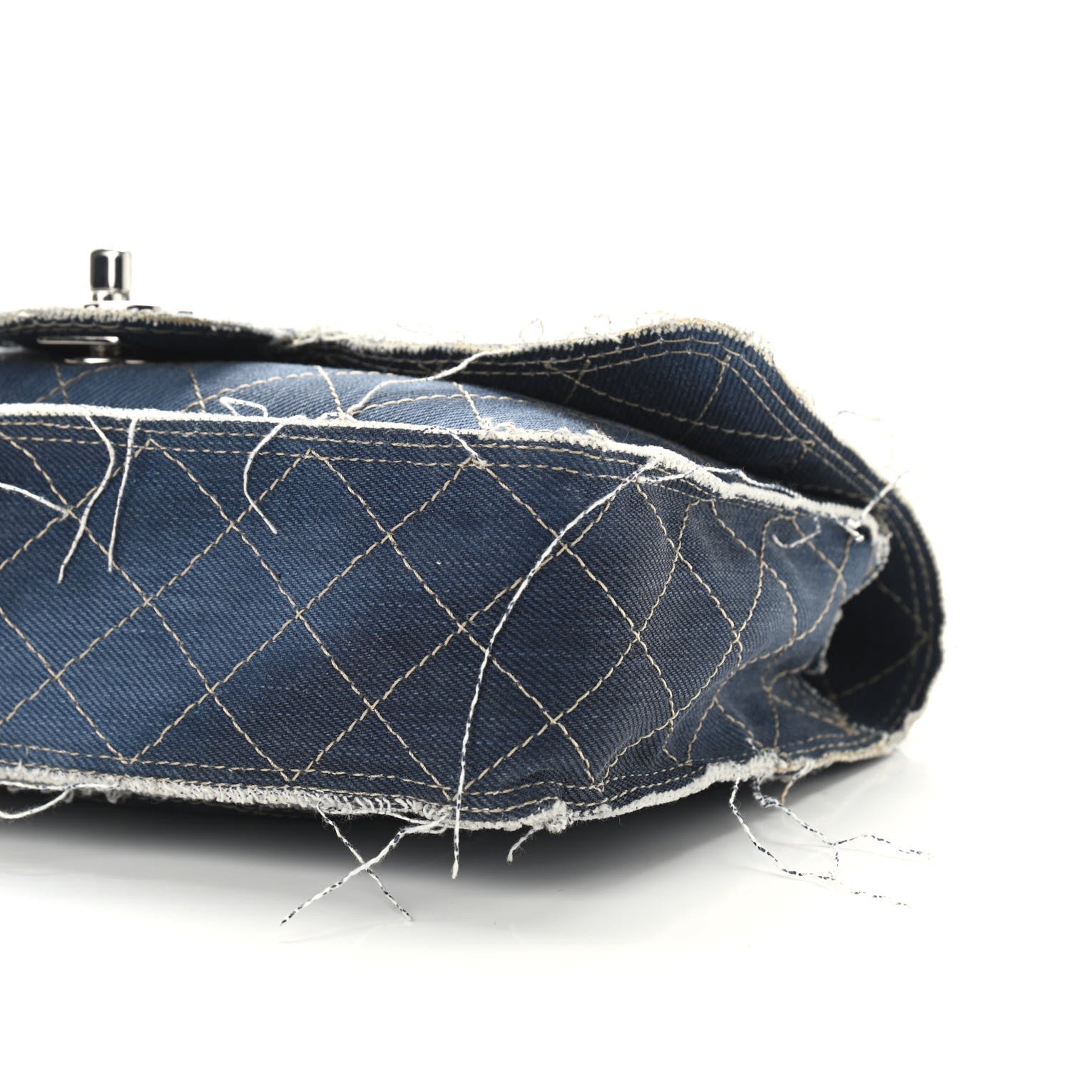 Chanel Denim Quilted Medium Pompom Flap Dark Blue 9 of 9