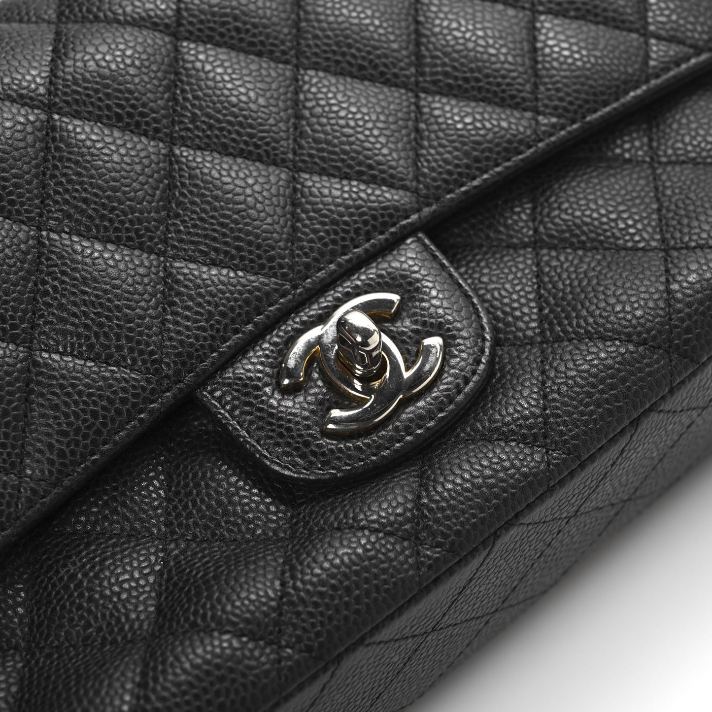 Caviar Quilted Medium Double Flap Black