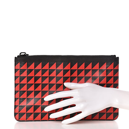 Proenza Schouler Calfskin Triangle Print Zip Pouch Black Red 2 of 6