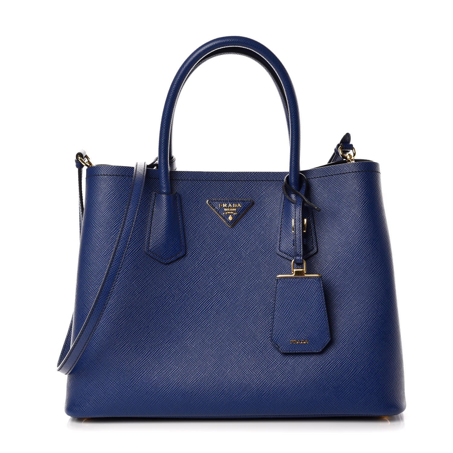 Prada Saffiano Cuir Medium Double Bag Inchiostro 1 of 9