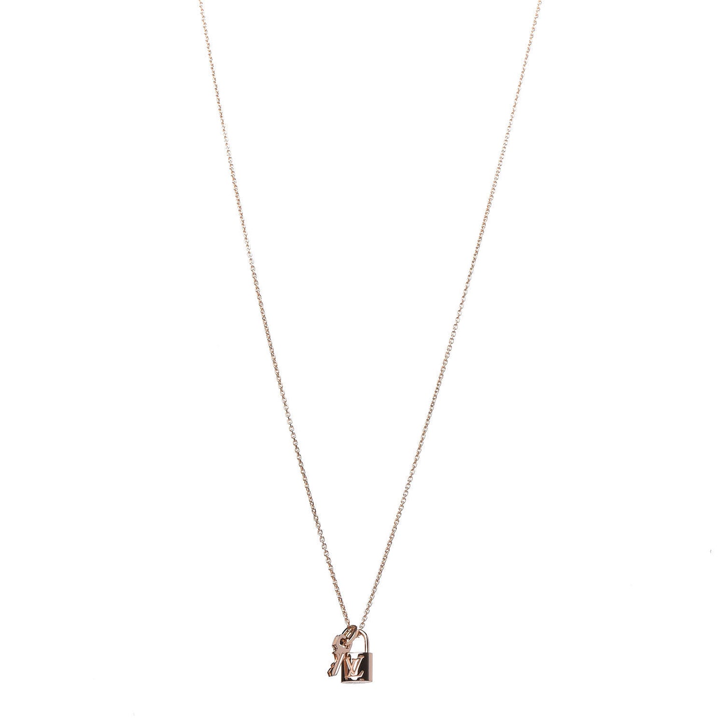 18K Pink Gold Lock It Key Pendant Necklace