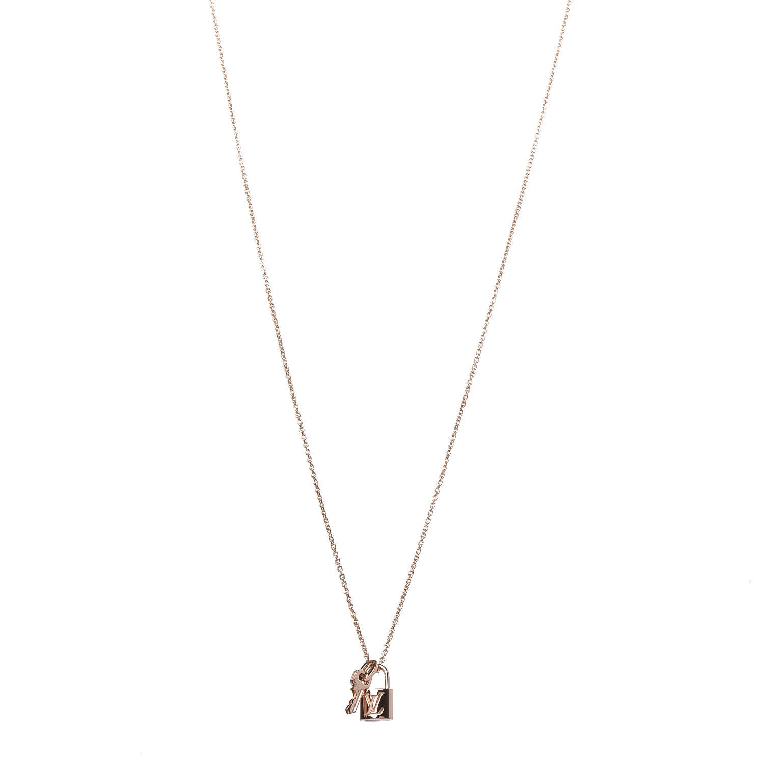 Louis Vuitton 18K Pink Gold Lock It Key Pendant Necklace 1 of 6