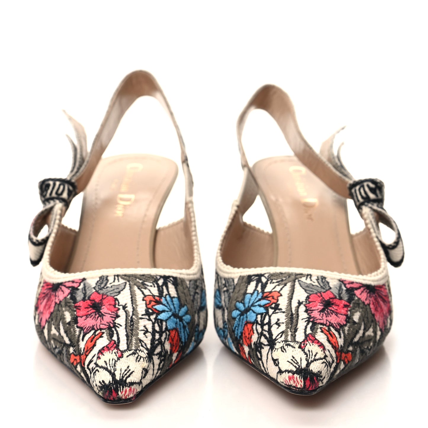 Canvas Ribbon Rose Mutabilis Embroidered J'Adoir Slingback 65mm Pumps 36.5 Multicolor