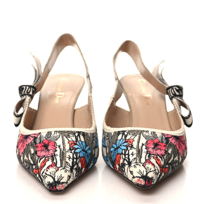Christian Dior Canvas Ribbon Rose Mutabilis Embroidered J'Adoir Slingback 65mm Pumps 36.5 Multicolor 2 of 8