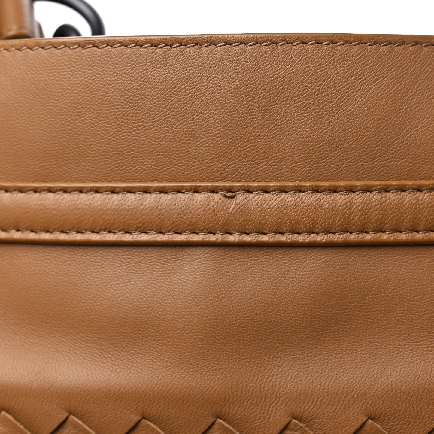 Nappa Intrecciato Drawstring Bucket Bag Noce