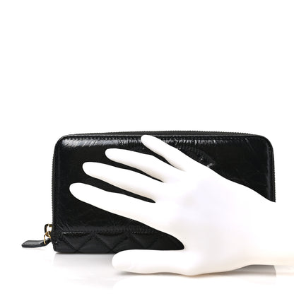 Chanel Shiny Aged Calfskin Quilted CC Wallet Black 2 of 7