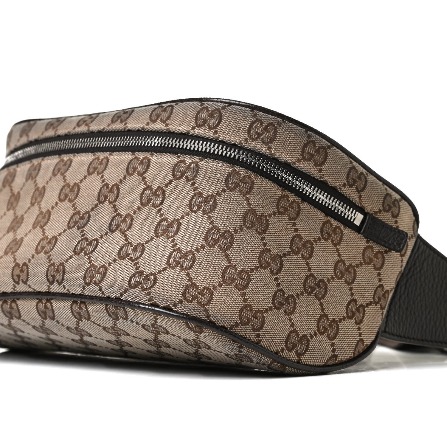 Gucci Monogram Dollar Calfskin Waist Pouch Beige Ebony Testa di Moro Marrone Scuro 10 of 15