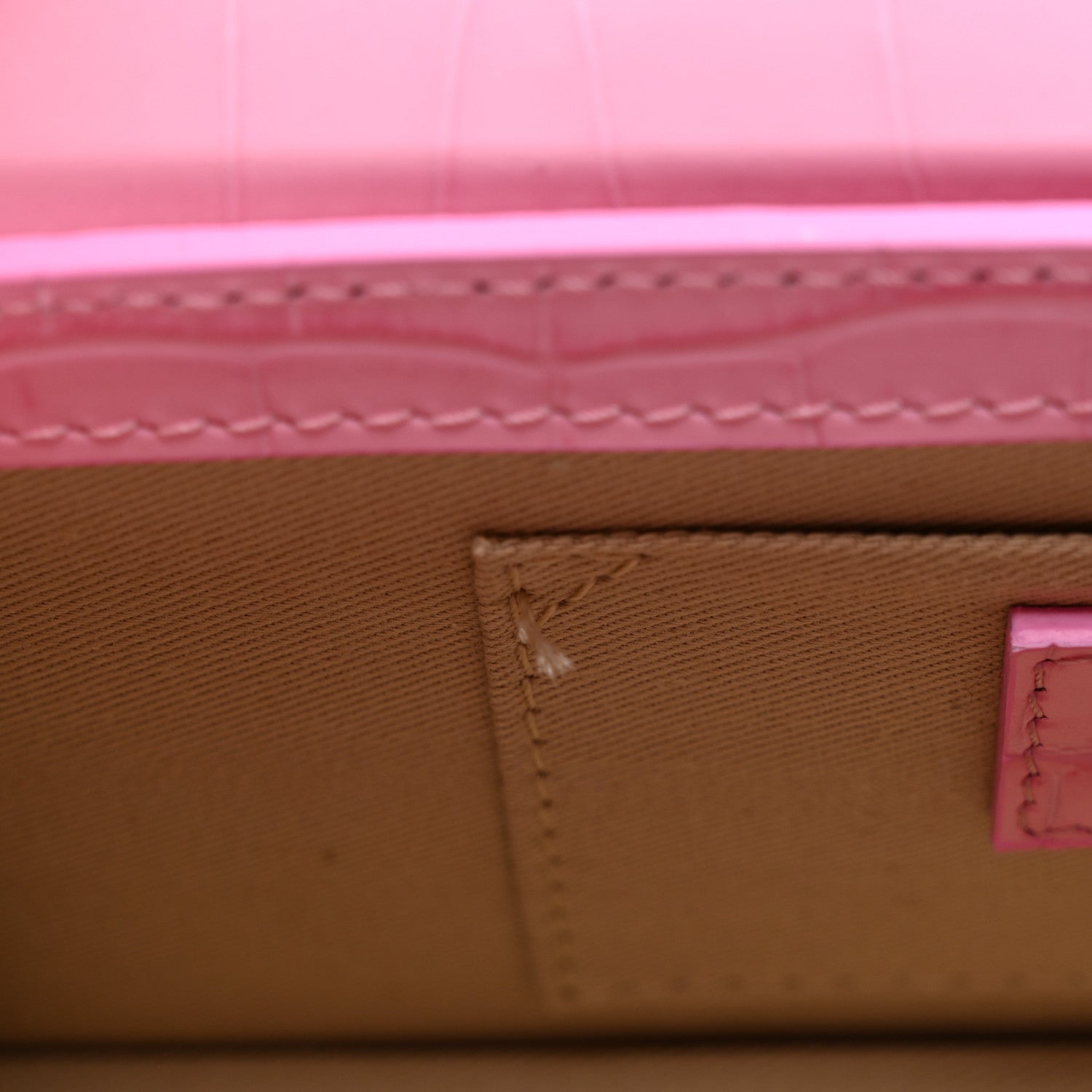 Jacquemus Calfskin Crocodile Embossed Le Chiquito Long Pink 10 of 10
