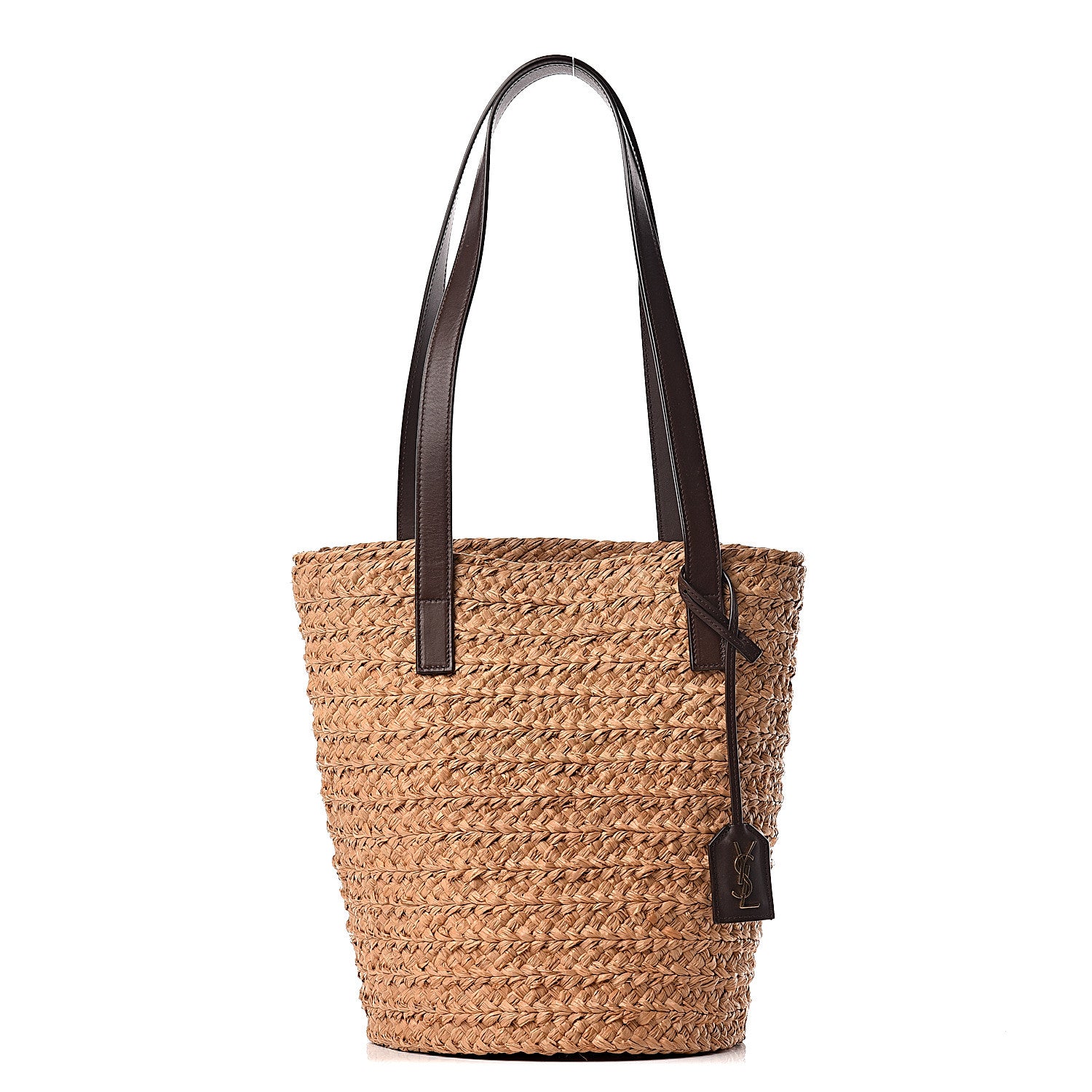Saint Laurent Raffia Calfskin Small Panier Tote Naturale Nut 1 of 13