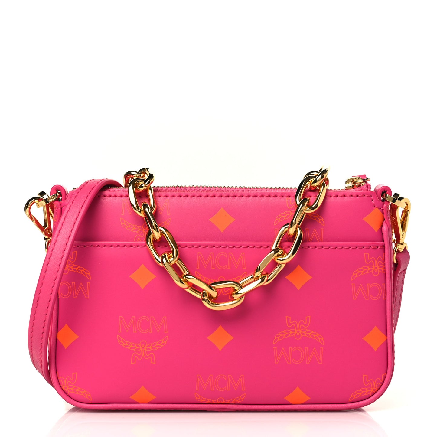 Calfskin Color Splash Mini Pouch on Chain Pink