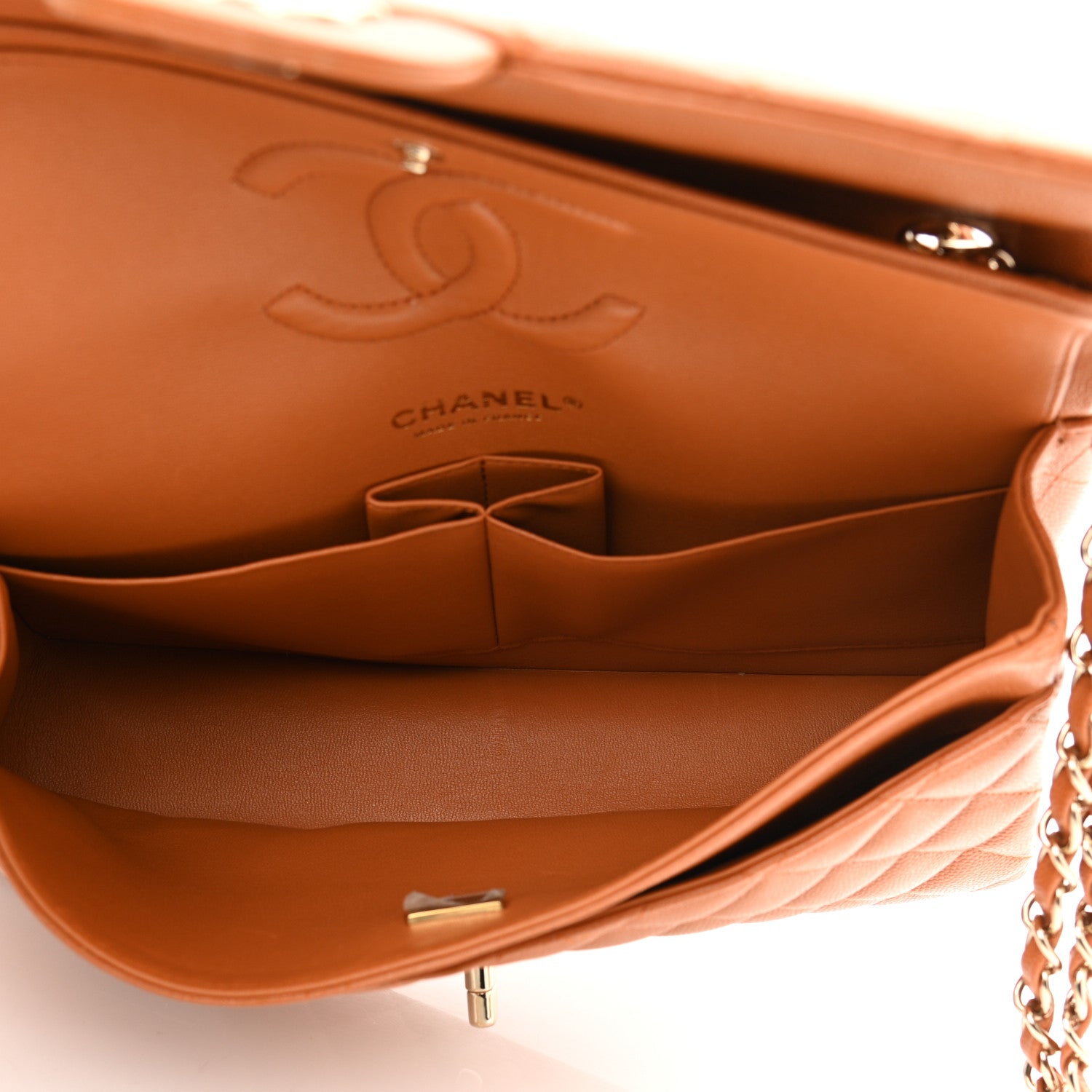 Chanel Caviar Quilted Medium Double Flap Light Brown 5 of 10