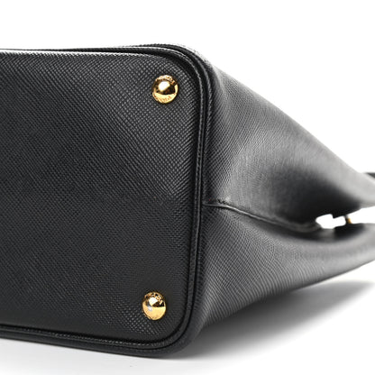 Prada Saffiano Cuir Medium Double Bag Black Fuoco 6 of 13