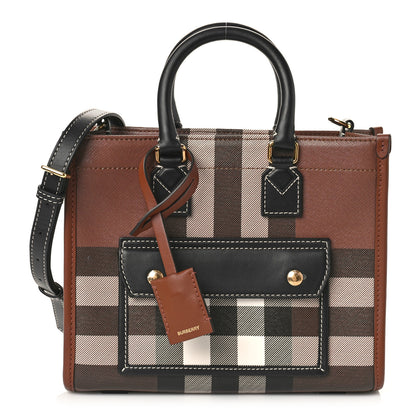 Burberry E-Canvas Check Calfskin Mini Freya Tote Dark Birch Brown 1 of 8