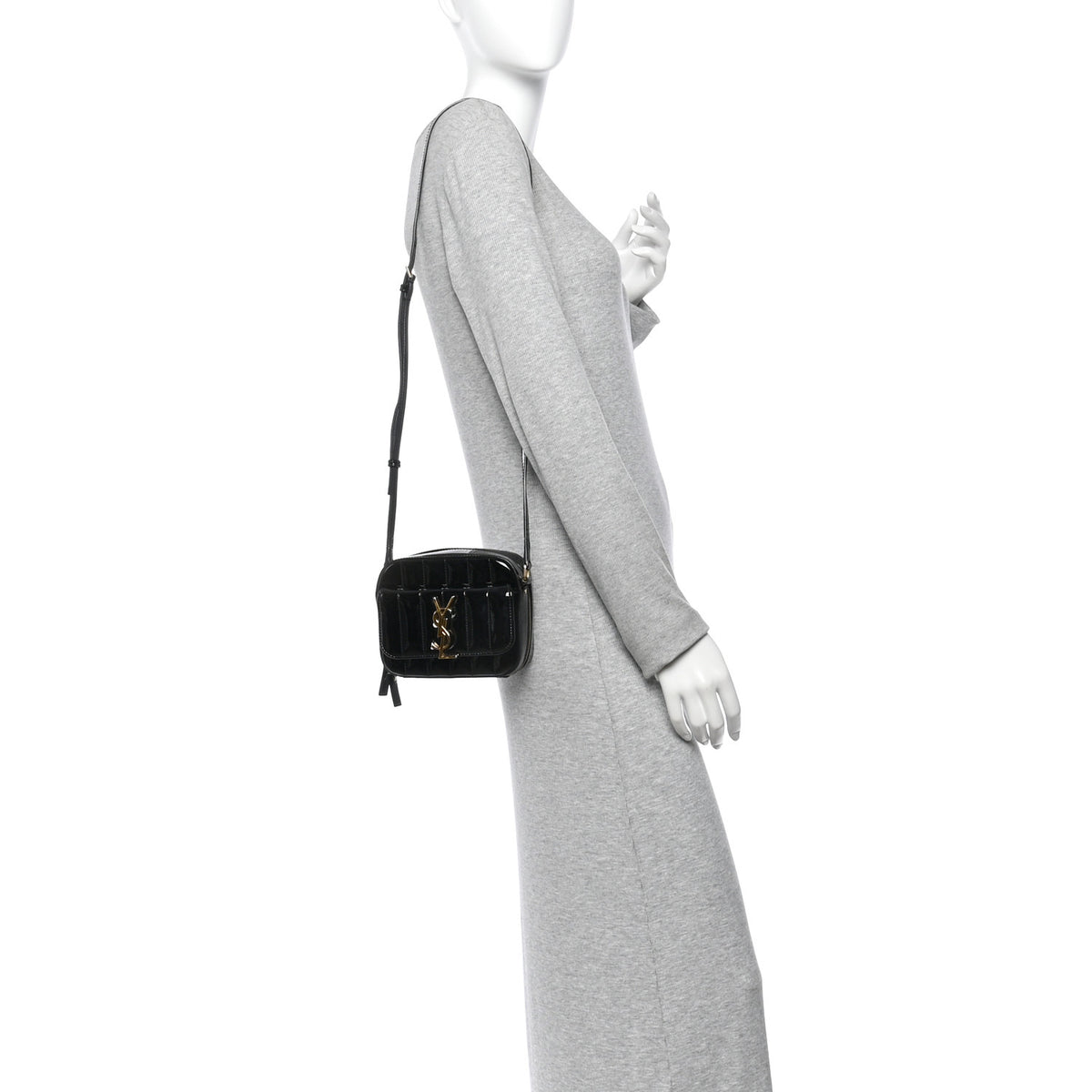Saint Laurent Patent Matelasse Monogram Toy Vicky Camera Bag Black 2 of 12