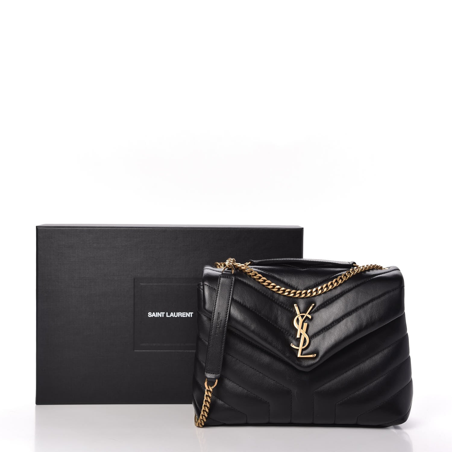 Saint Laurent Calfskin Y Quilted Monogram Small Loulou Chain Satchel Black 11 of 11