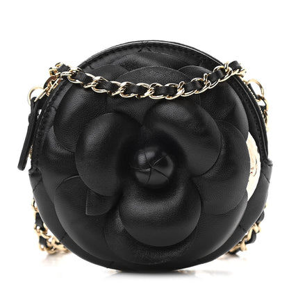 Chanel Lambskin Mini Camellia Bouquet Clutch With Chain Black 1 of 10
