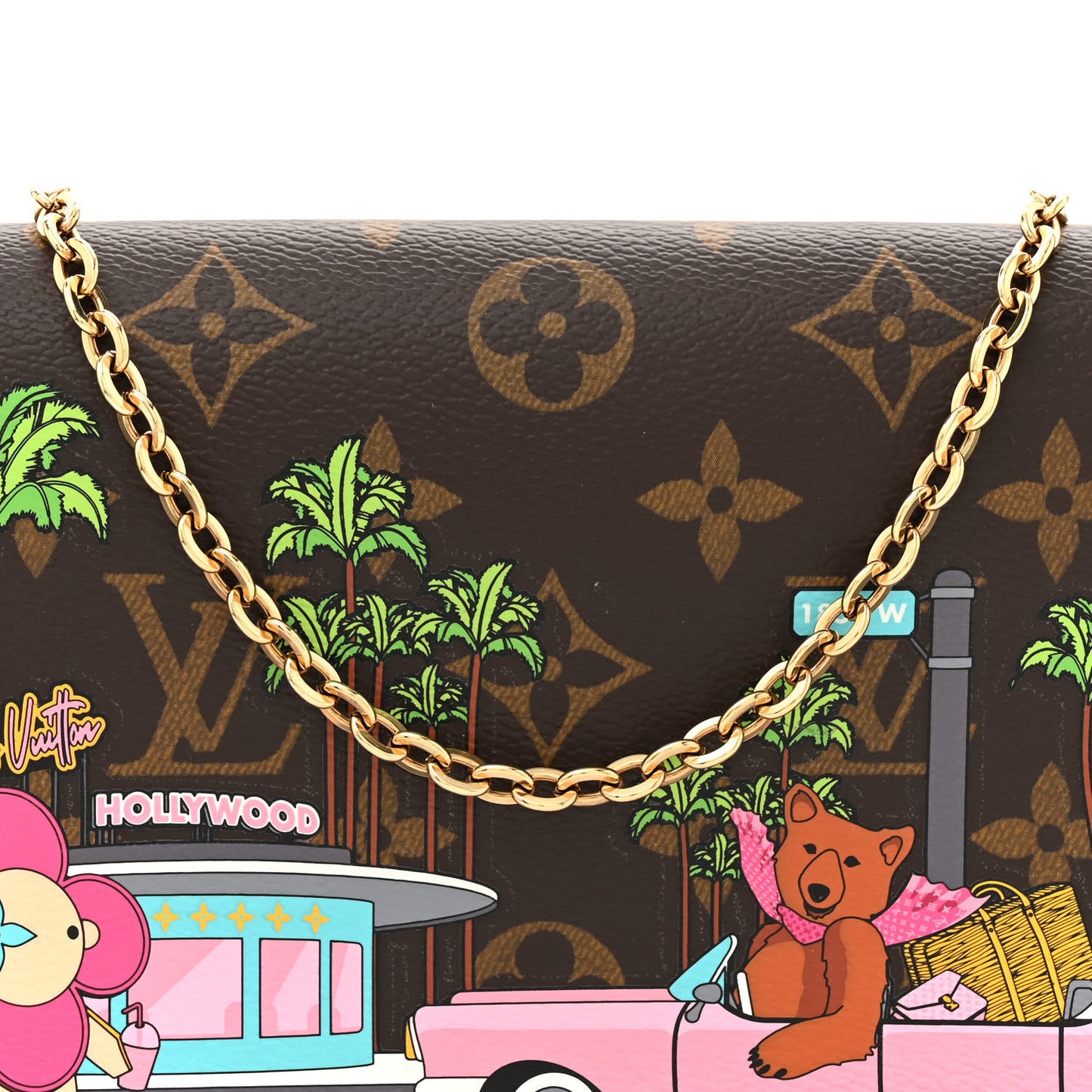 Monogram 2021 Christmas Animation Hollywood Pochette Felicie Chain Wallet Fuchsia