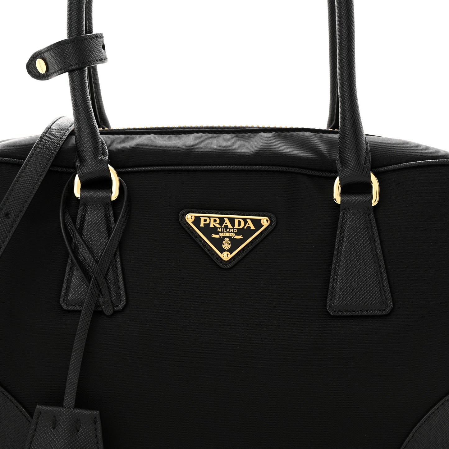 Re-Nylon Saffiano Medium Re-Edition 1978 Two Handle Bag Black