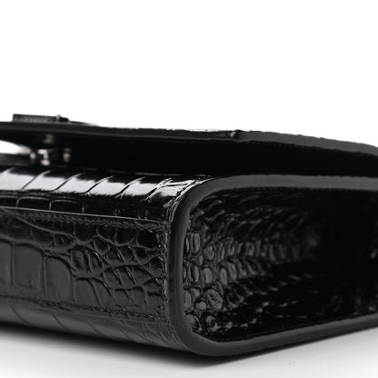 Saint Laurent Patent Crocodile Embossed Small Classic Monogram Satchel Black 9 of 9