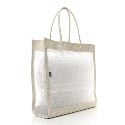 Fendi Mesh Glazed Fabric FF 1974 Tote White 2 of 10