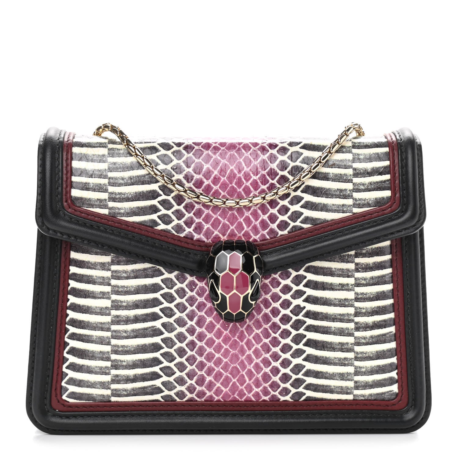 Bulgari Calfskin Elaphe Serpenti Forever Crossbody Bag Ruby Wine Black Multicolor 1 of 8