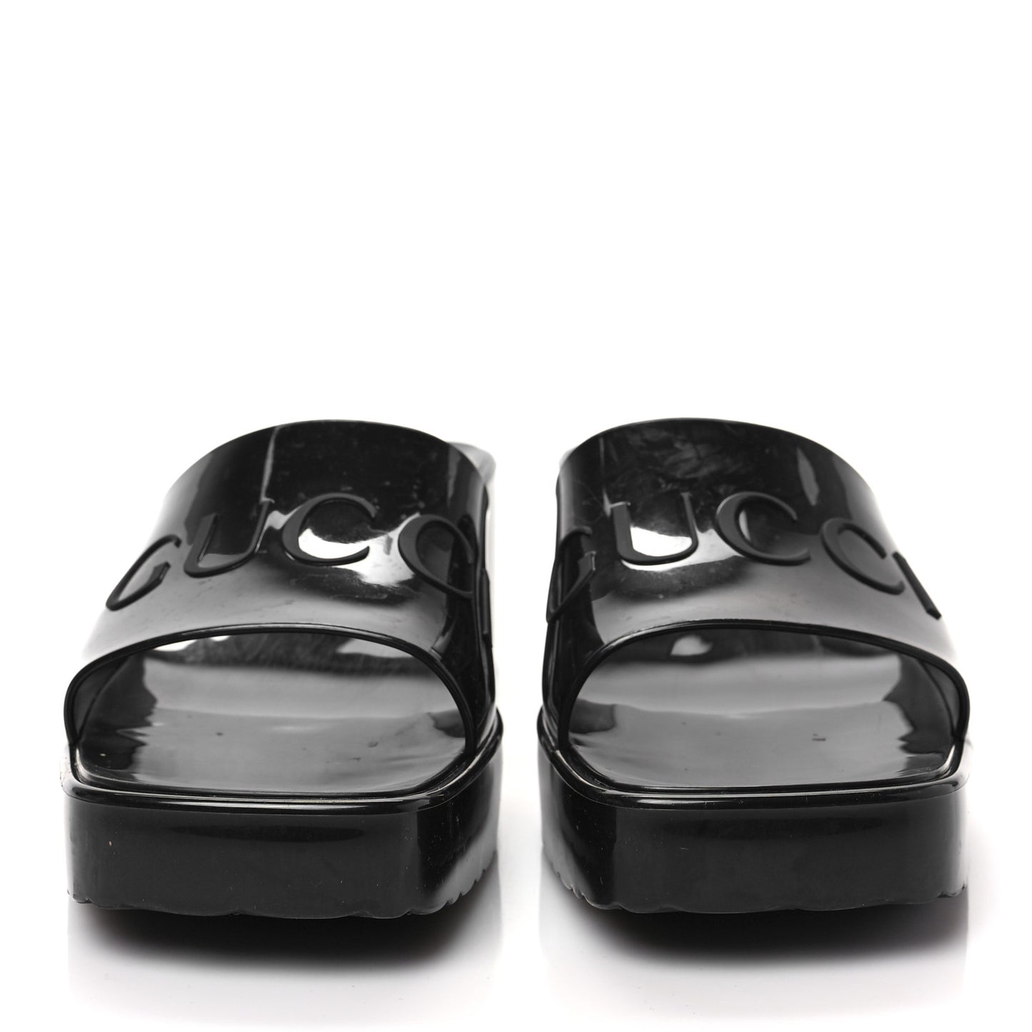 Rubber Gucci Logo Womens Platform 20/60mm Slide Sandals 41 Black