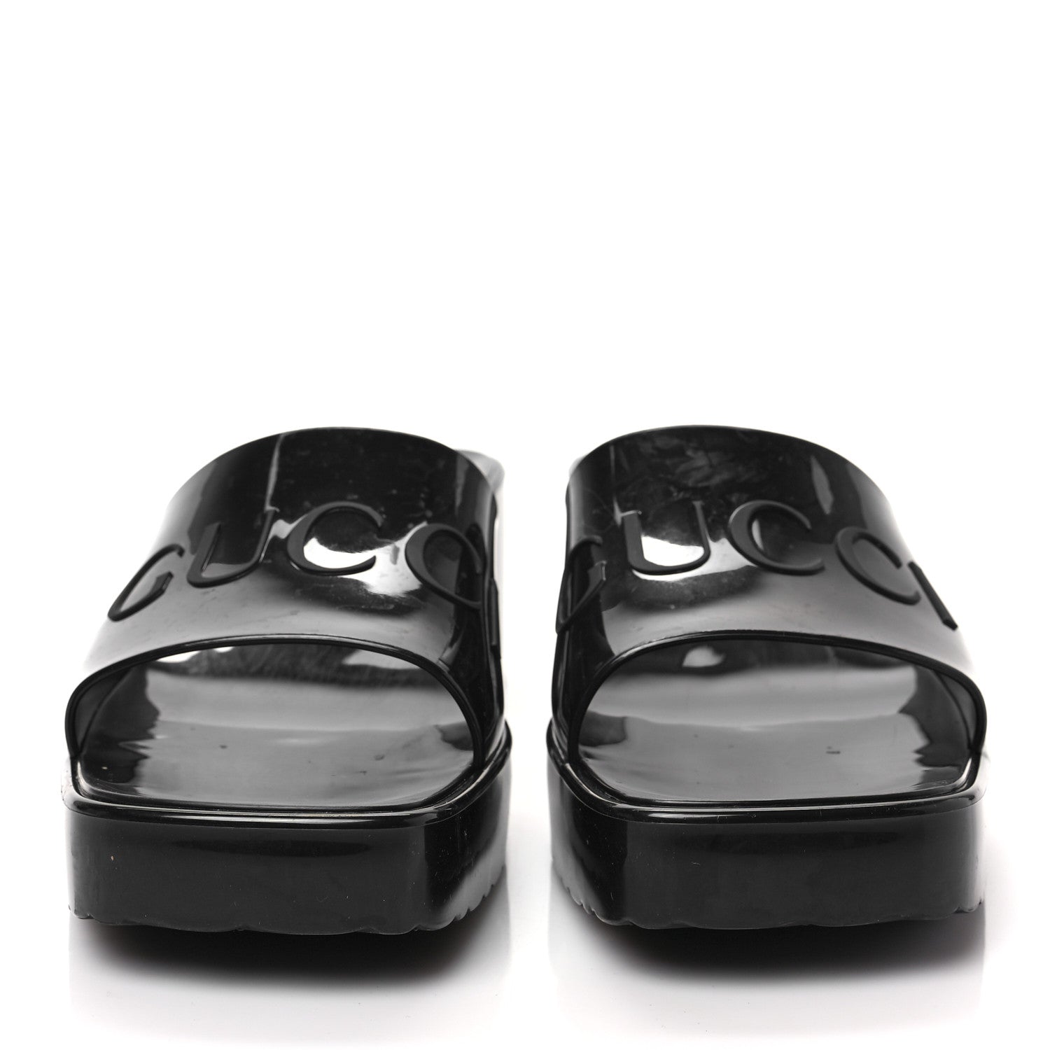 Gucci Rubber Gucci Logo Womens Platform 20/60mm Slide Sandals 41 Black 2 of 8