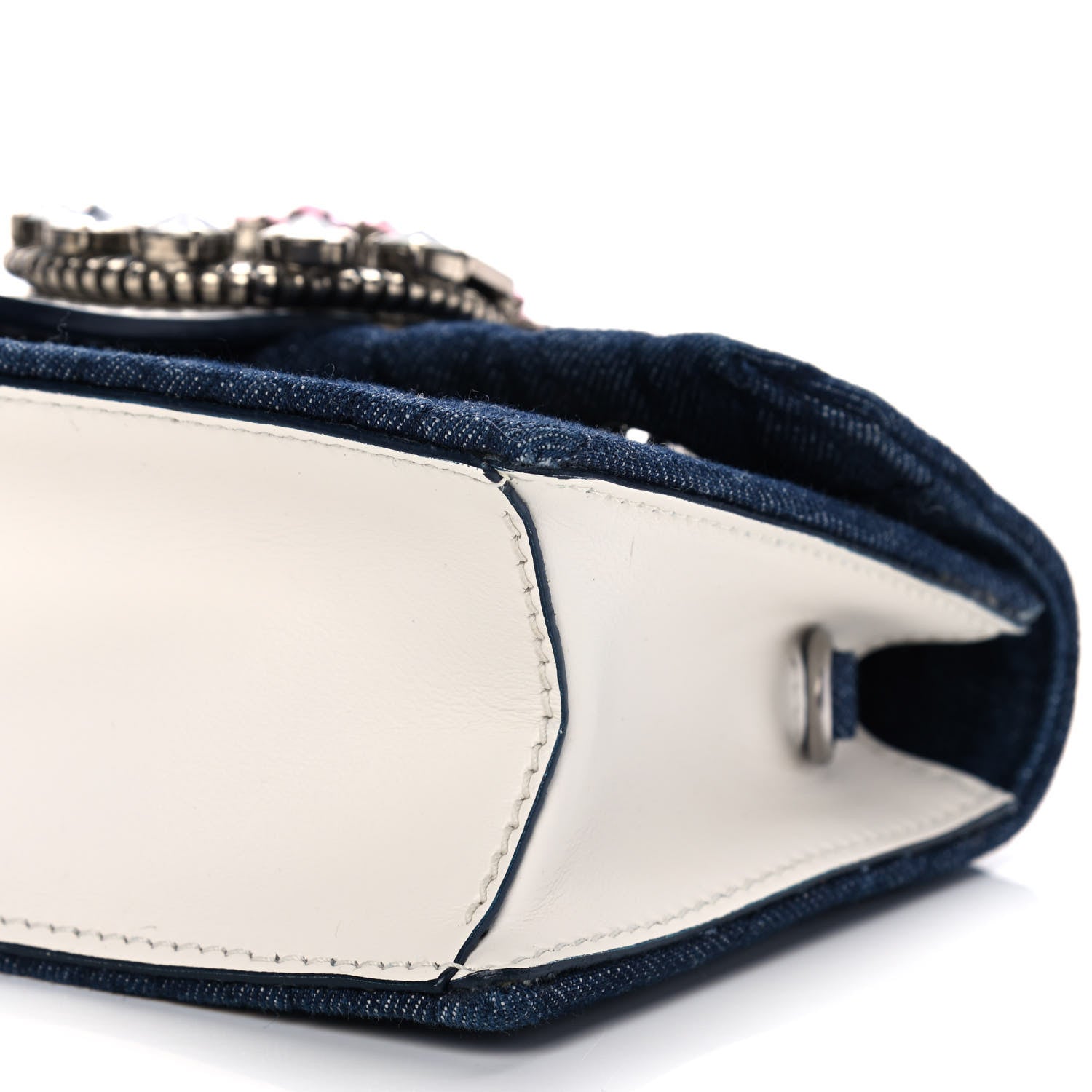 Miu Miu Denim Matelasse Crystal Embellished Lady Shoulder Bag Blue 12 of 12