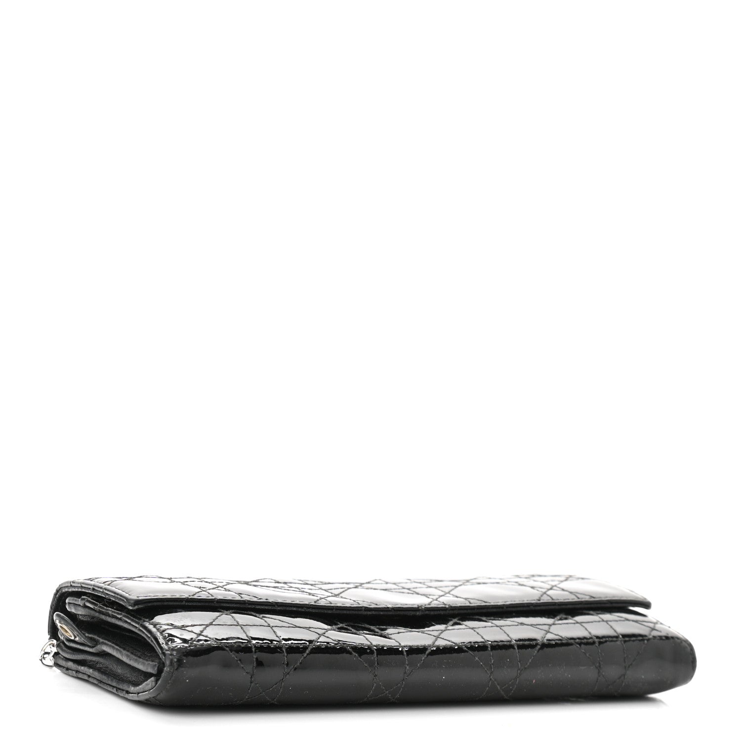 Christian Dior Patent Cannage Rendez-vous Chain Wallet Black 3 of 9