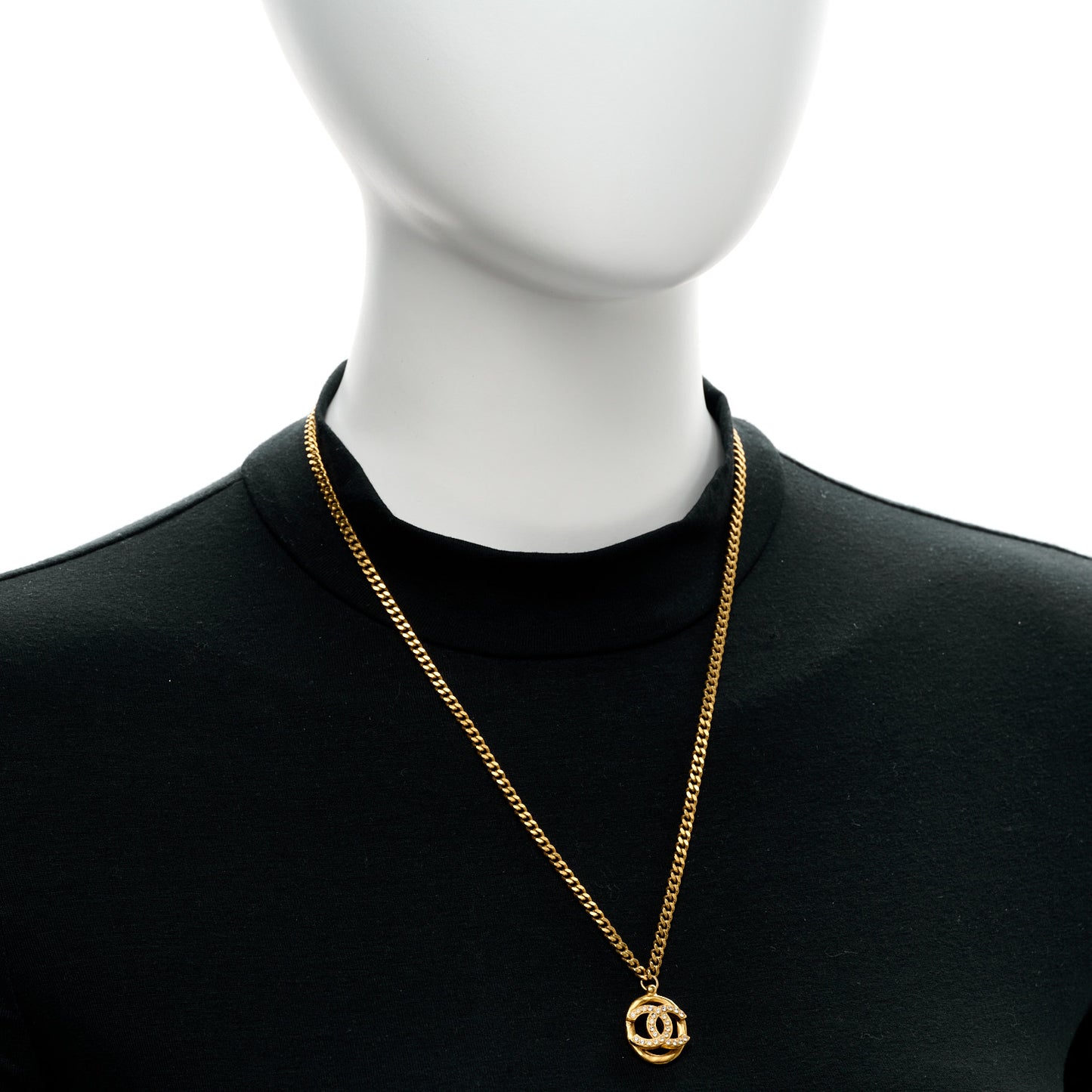 Crystal CC Chain Pendant Necklace Gold