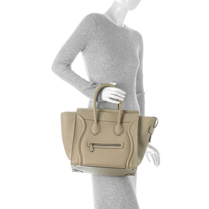 Celine Drummed Calfskin Mini Luggage Dune 2 of 7