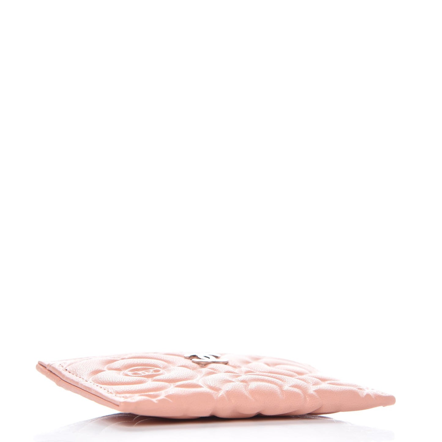 Goatskin Camellia Embossed Card Holder Light Pink