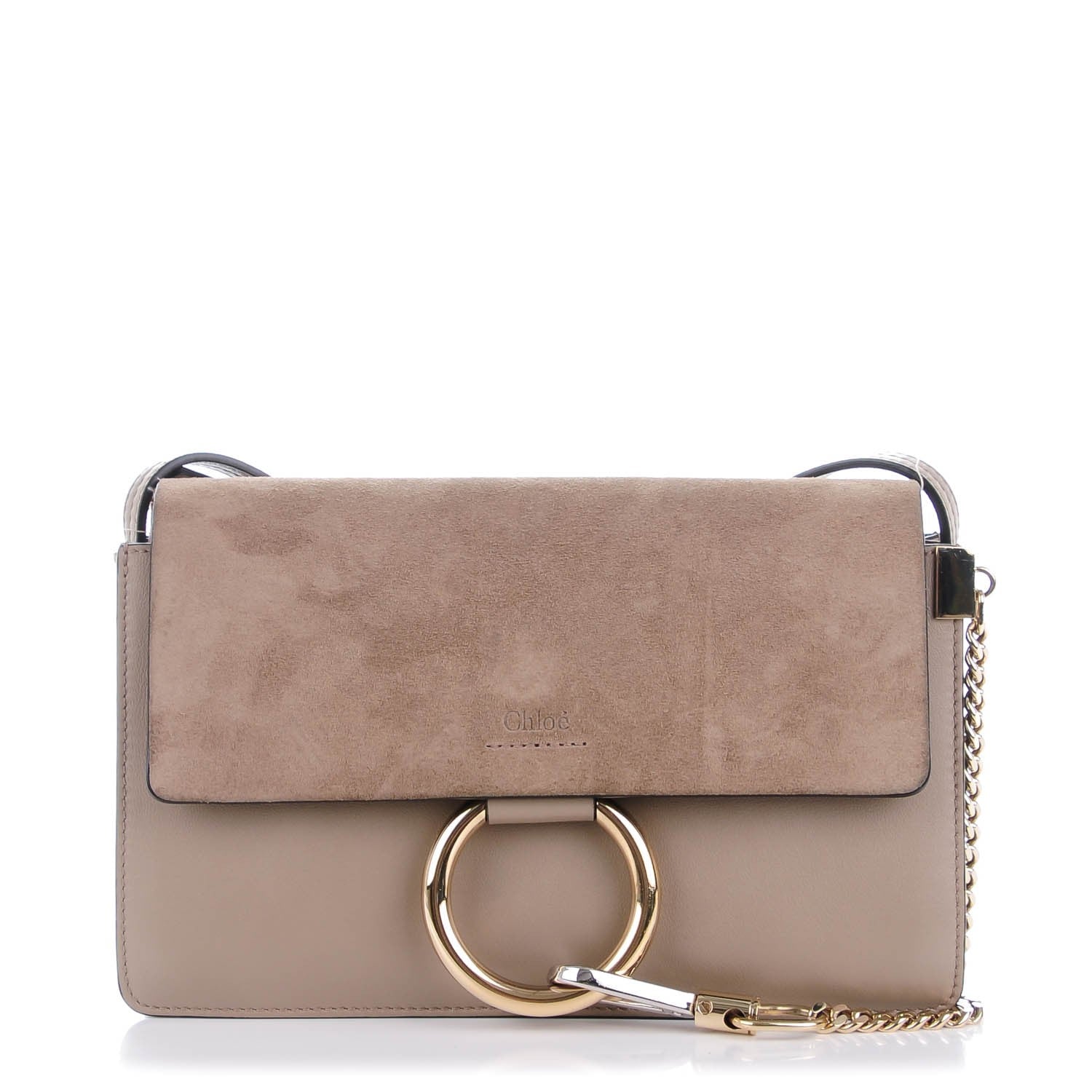 Chloe Suede Calfskin Small Faye Shoulder Bag Motty Grey 1 of 7