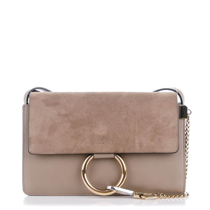 Chloe Suede Calfskin Small Faye Shoulder Bag Motty Grey 1 of 7