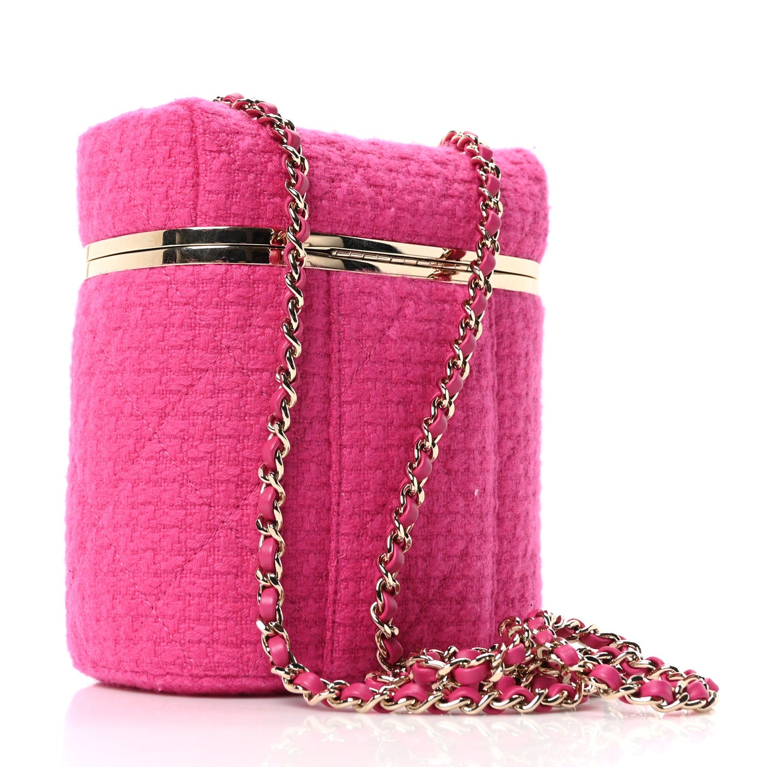 Chanel Tweed Quilted Small Vanity Case Fuchsia 3 of 10
