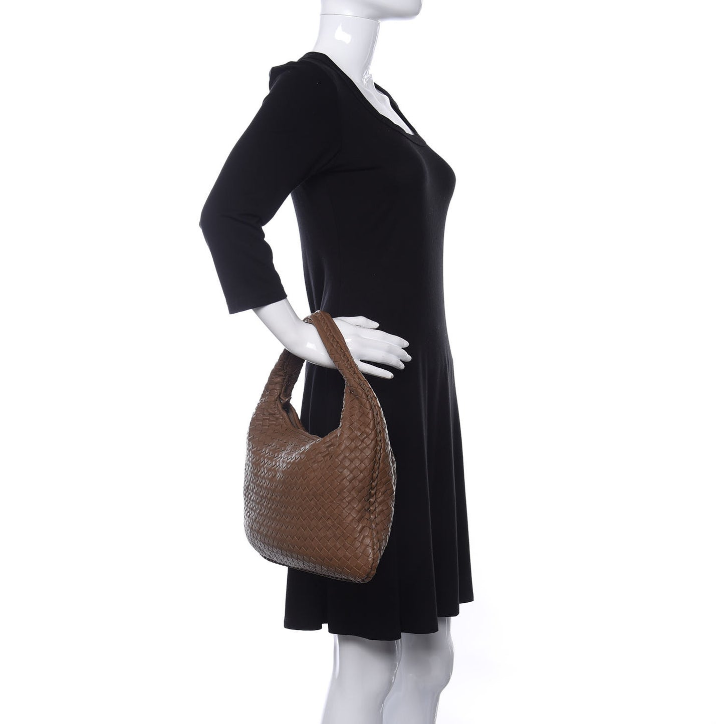 Nappa Intrecciato Small Veneta Hobo Noce