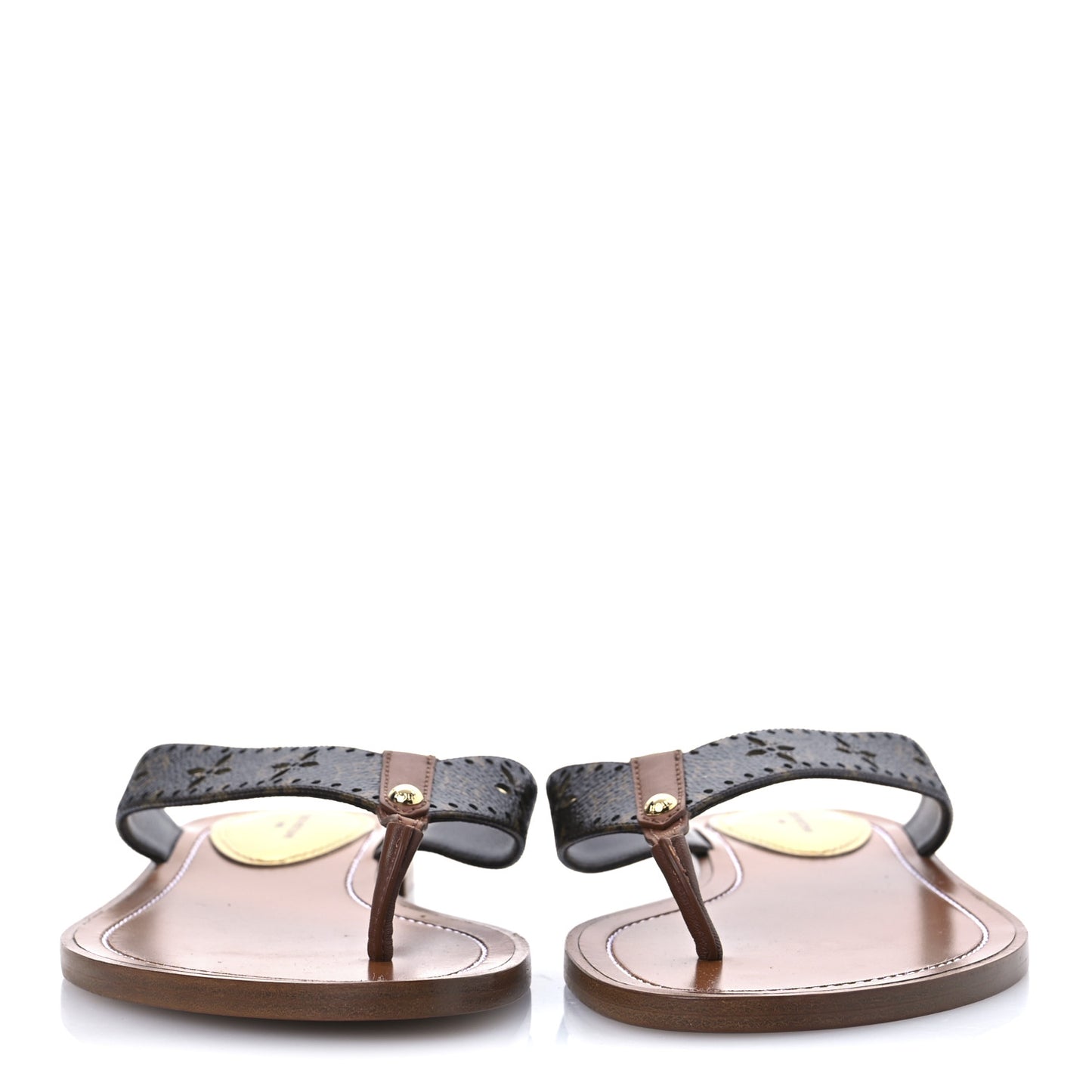 Monogram Sunny Flat Thong Sandals 39 Brown