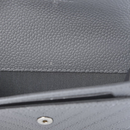 Chanel Caviar Chevron Quilted Boy Flap Card Holder Grey 7 of 9