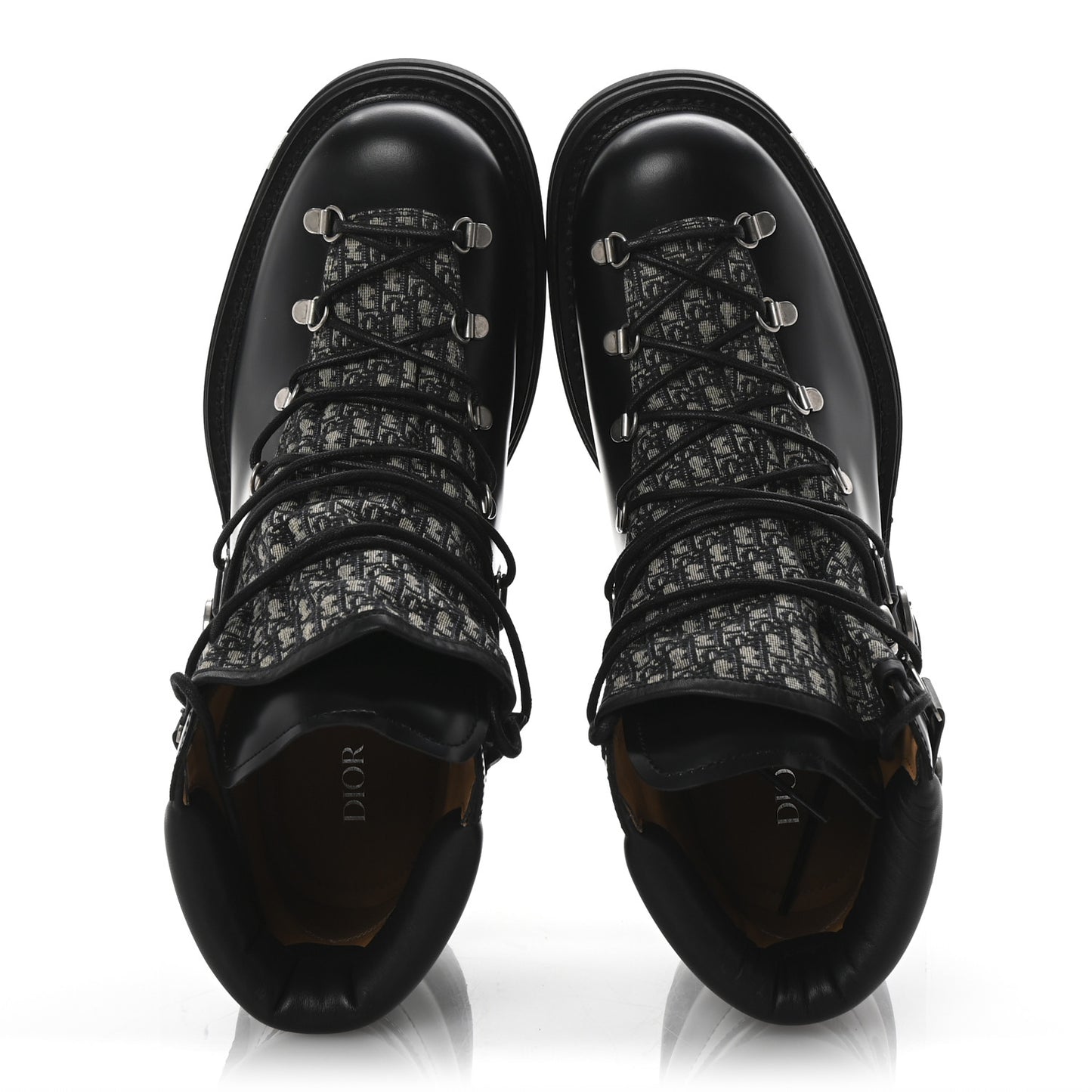 Oblique Calfskin Mens Explorer II Buckle Hiking Boots 44 Black Blue