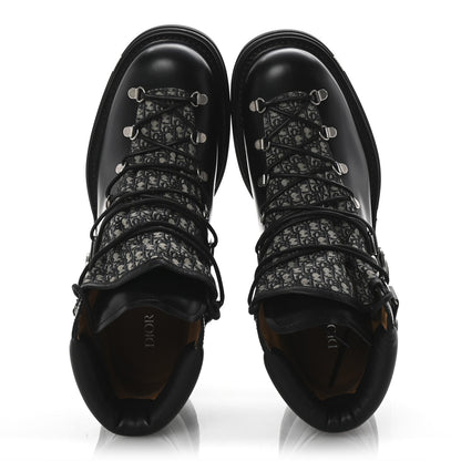 Christian Dior Oblique Calfskin Mens Explorer II Buckle Hiking Boots 44 Black Blue 2 of 9