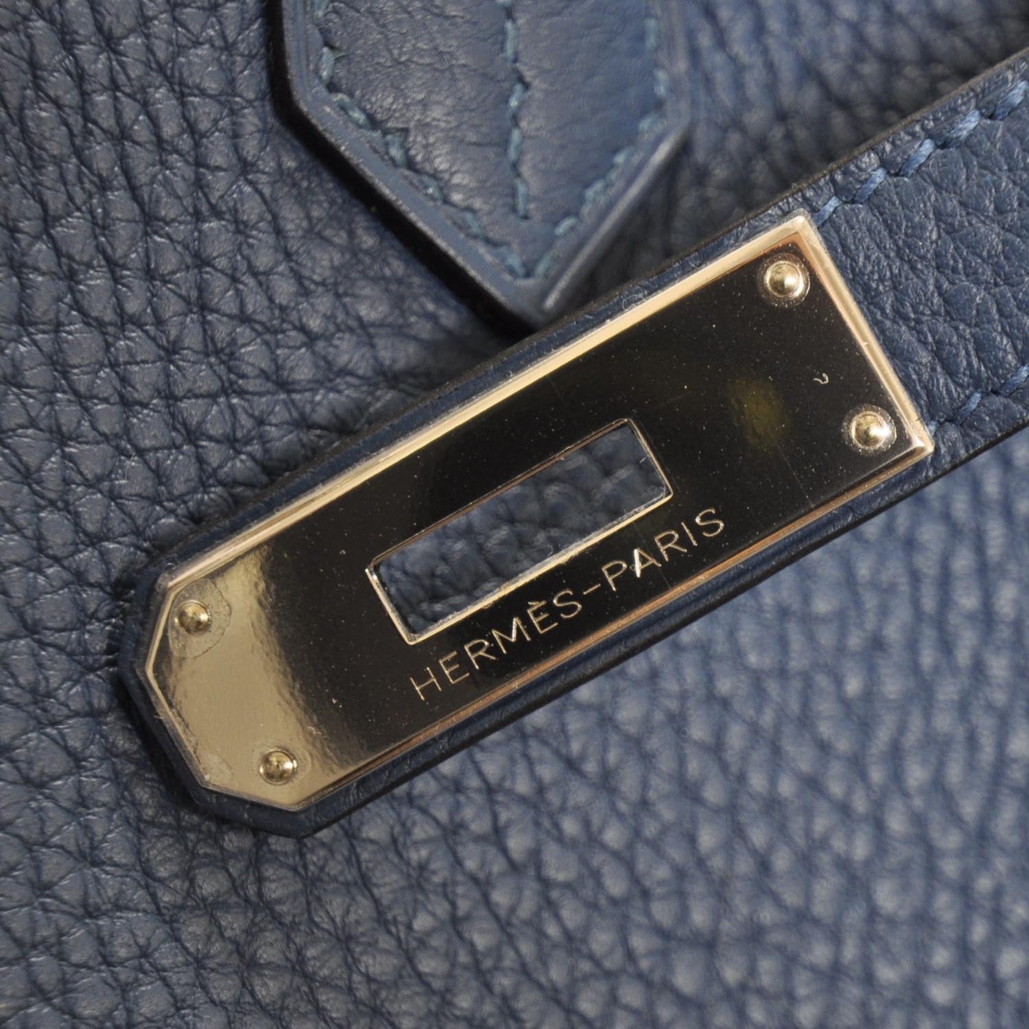 Hermes Taurillon Clemence Birkin 35 Bleu Thalassa NEW 11 of 11