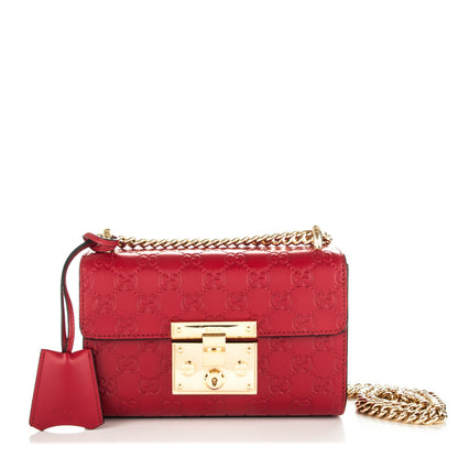 Gucci Guccissima Small Padlock Shoulder Bag Hibiscus Red 1 of 7