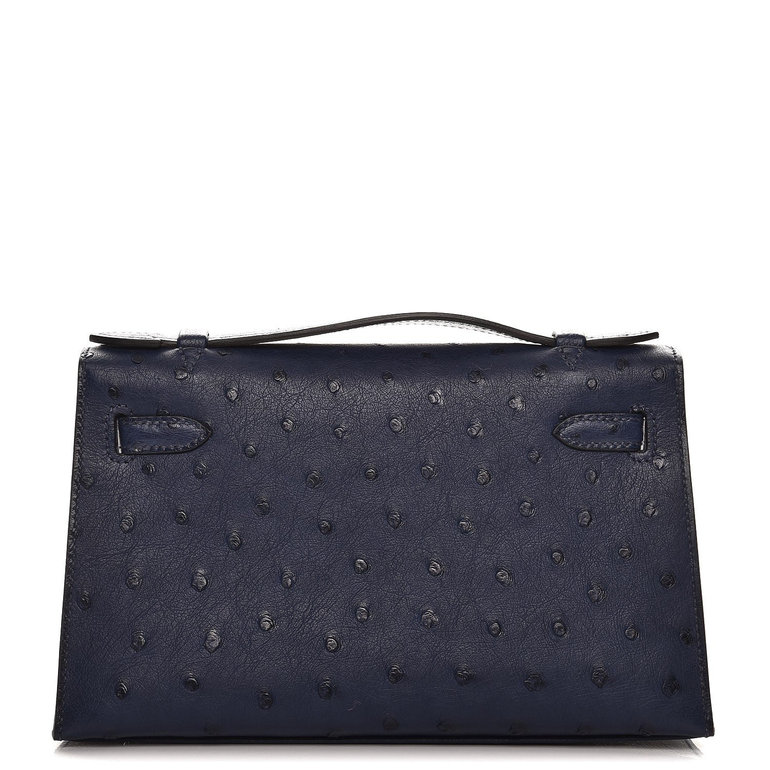 Hermes Ostrich Kelly Pochette Bleu Saphir 3 of 27