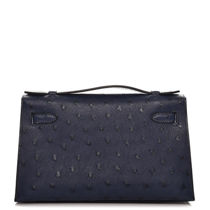 Hermes Ostrich Kelly Pochette Bleu Saphir 3 of 27
